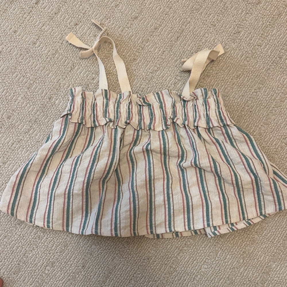 Zara Kids Striped Blouse - Cream, Green, Red